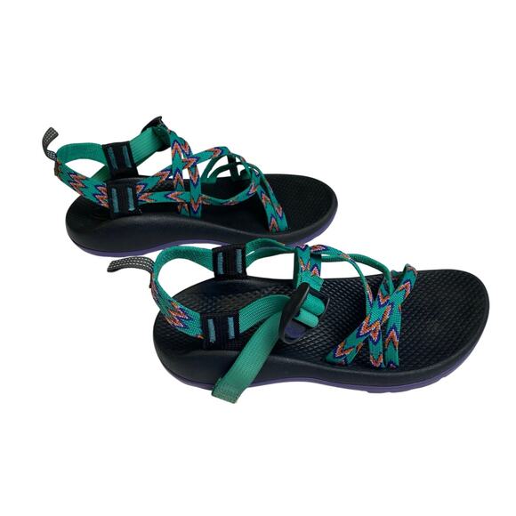 Chaco ZX1 Ecotread Sports Sandals Kids Size 5 Mint Leaf Green Aztec - Picture 2 of 8